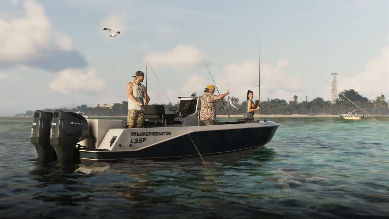 Jason Duval, Lucia Caminos, Cal Hampton and Lurepredator in a frame from Grand Theft Auto VI: An Extended Look