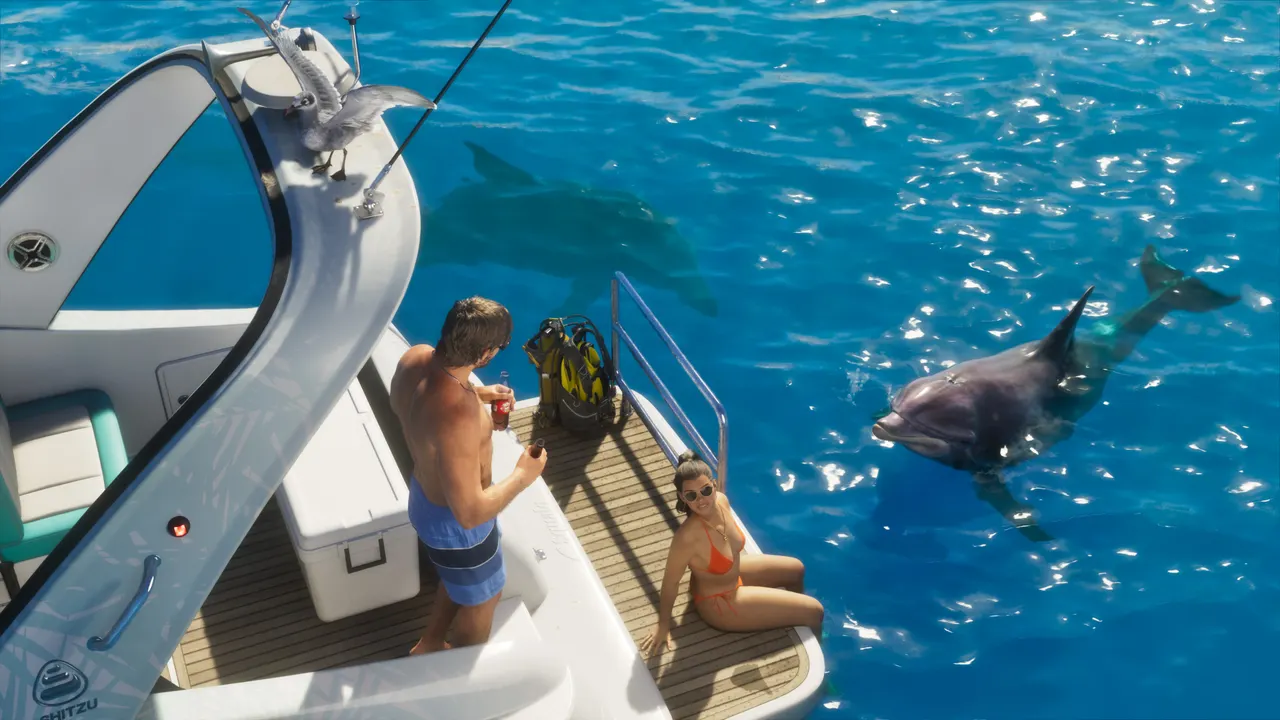 Jason Duval, Lucia Caminos and Shitzu Squalo in an official GTA VI screenshot